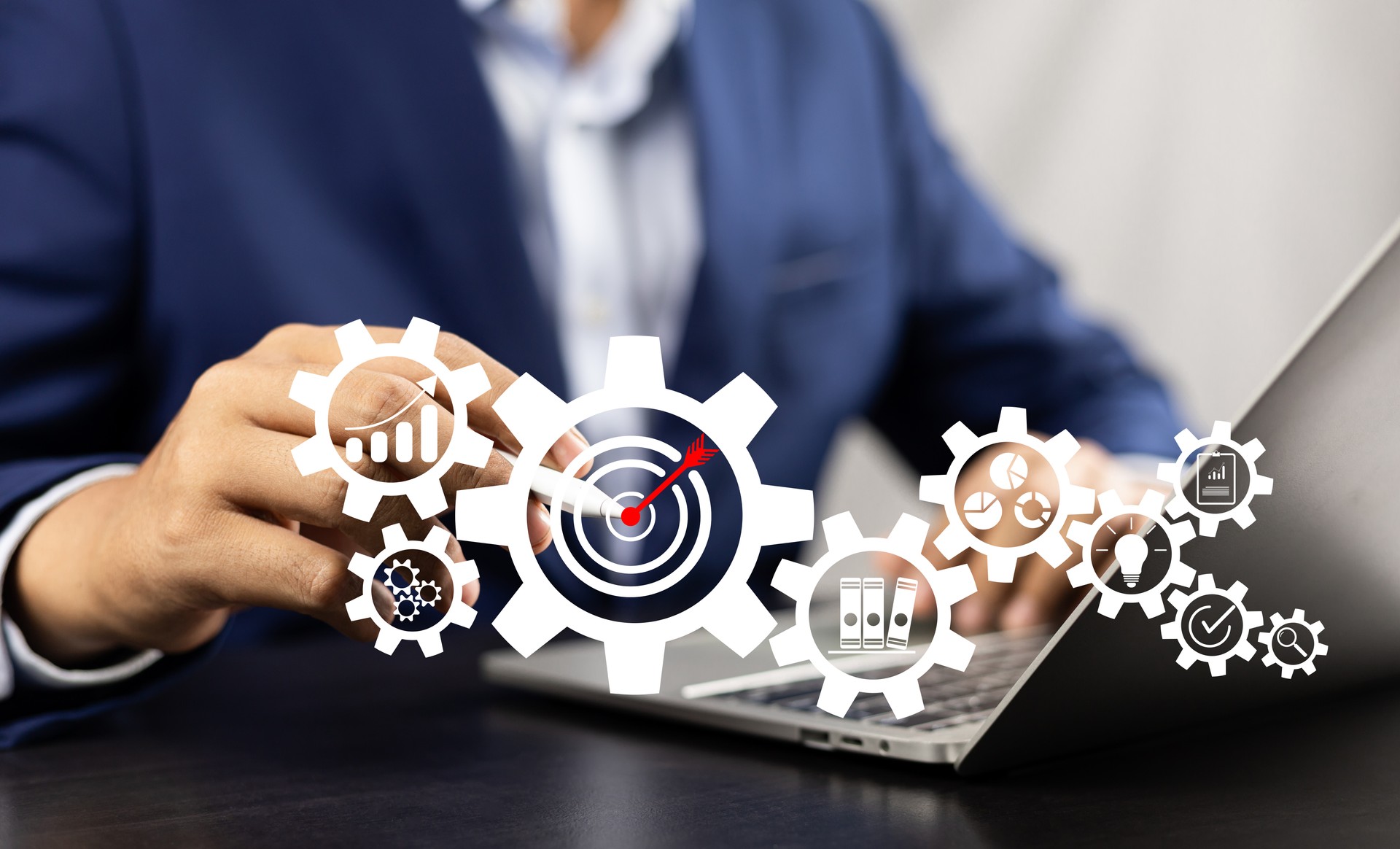 Concept of business strategy and future sustainable business finance action plan.  Target board for creative and set up business objective target and success and business goals concept.